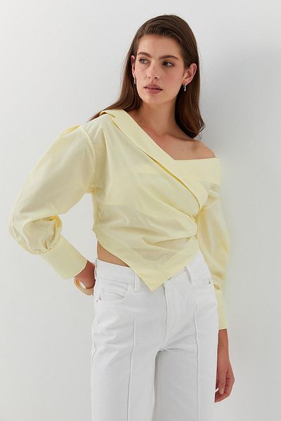 MARKALİSTE Cross Tie Double Sleeve Shirt Yellow