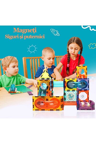 Magnetic Set 148 piese magnetice de construit educational si creativ pentru copii, SOLTOY® Magnet Labyrinth