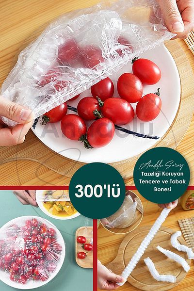 Anadolu Saray 300 Pieces Practical Freshness Preserving Pot and Plate Cover |   Multi-Purpose Cover Food Cap Strech Cover