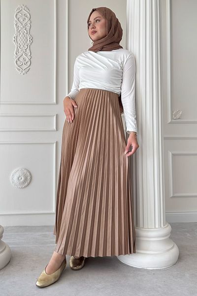 InStyle Pleated Brown Skirt