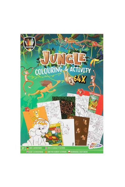 GRAFİX Coloring book with activities A4, Jungle, 64 pages