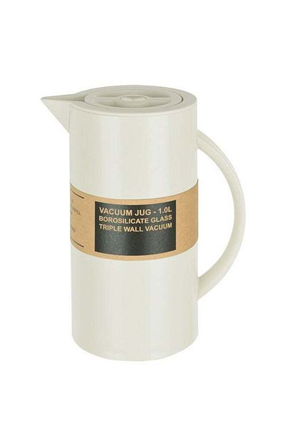 Gazella Plastic Tea/Coffee Flask 1 Liter Ivory, Borosilicate Glass & Triple Wall Vacuum