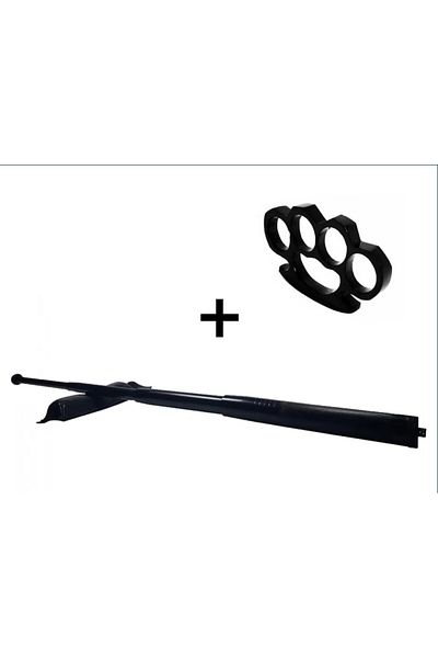 K KATHODE Set Baston Telescopic Din Otel, Negru, 64 Cm + Box Negru 0.5 Cm Grosime