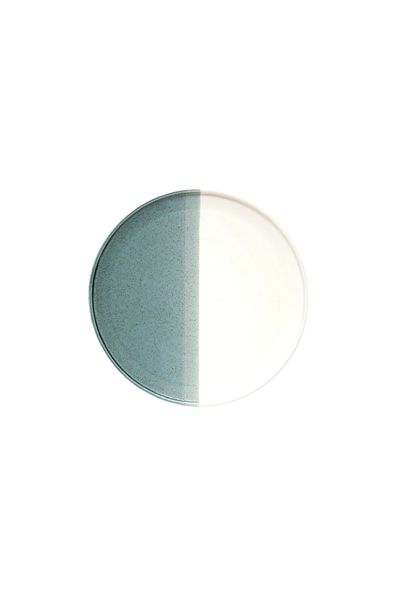 Easy Life Collection's Half Glazed Porcelain Dessert Plate Green and White 21cm