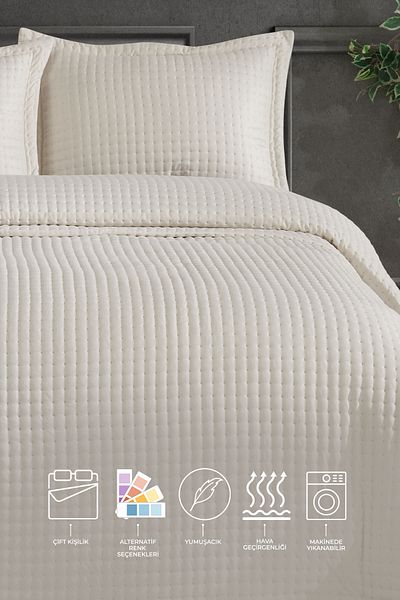 Elart Alinda Double Bedspread Set (240X260 cm) Cream