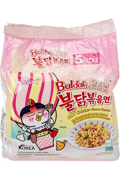 SAMYANG Cream Carbonara Buldak Spicy Chicken Roasted Ramen [noodles] [5 Packs]
