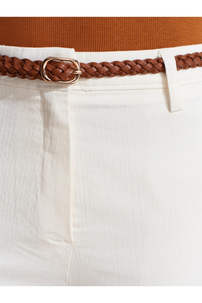 Dilvin 71651 Kemerli Chino Pantolon-Beyaz