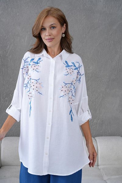 BURRASCA Embroidered Oversize Linen Shirt