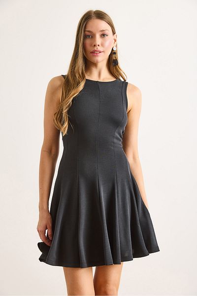 Olalook Γυναικείο Μίνι Φόρεμα Αμάνικο Καμπάνα Anthracite Modal Piece ELB-19002472