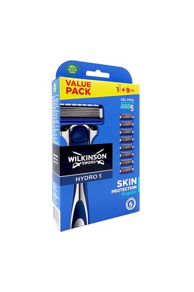 Wilkinson Razor set, Wilkinson Sword Hydro 5 Protection Regular, men, 9 refills included