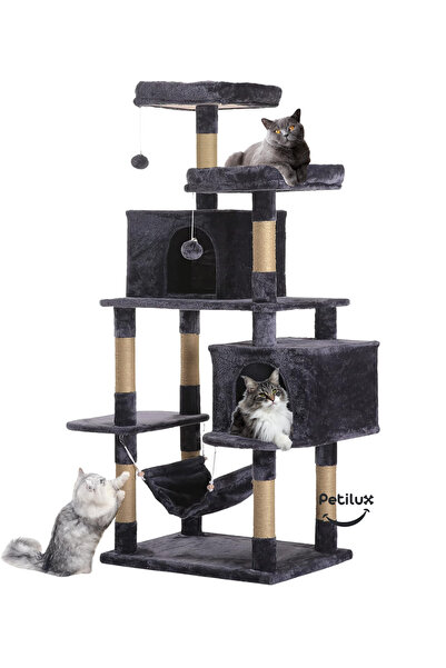 Petilux Double Slot Luxury Large Size Scratching Cat Play House with Hammock Cat Scratching