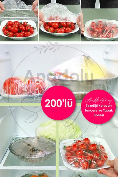 Anadolu Saray 200 Pieces Practical Freshness Preserving Pot and Plate Cover |   Multi-Purpose Cover Food Cap Strech Cover
