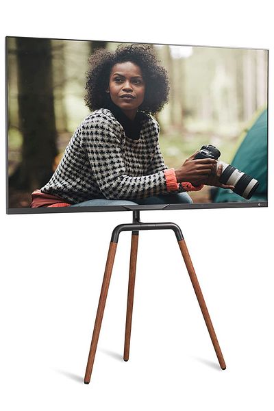 FlashHawk Easel TV Stand for 45-65 Inch Screens, Portable Swivel Tripod TV Stand with Wooden Tray