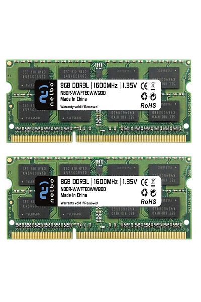 nelbo Set memory RAM 16 GB (2x8 GB) Sodimm DDR3L, 1600 MHz, NELBO, dual channel, for laptop
