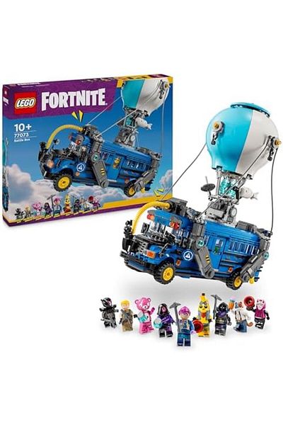 LEGO Fortnite Battle Bus Toy Building Set with 9 Mini Figures (Model 77073)