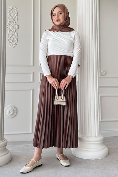 InStyle Fusta plisată maro amar