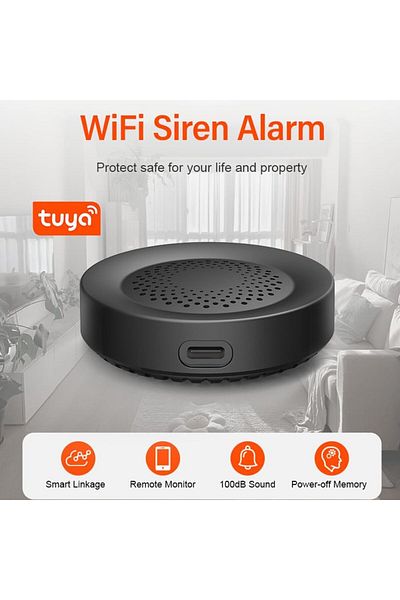 UanTii Tuya Smart Siren Alarm 100dB Loud Speaker Wifi Siren Speaker with Strobe Light Alert for Home