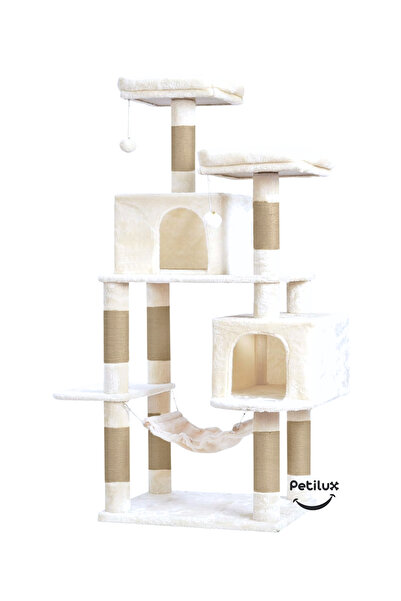 Petilux Double Slot Luxury Large Size Scratching Cat Play House with Hammock Cat Scratching