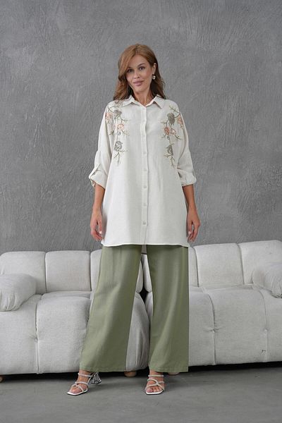 BURRASCA Embroidered Oversize Linen Shirt