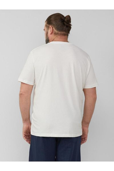 s.Oliver Big Sizes Men's Big Size T-shirt With Photo Print, Scoop Neck And Regular Fit Cut, White