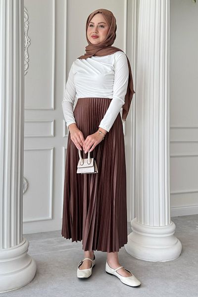 InStyle Fusta plisată maro amar