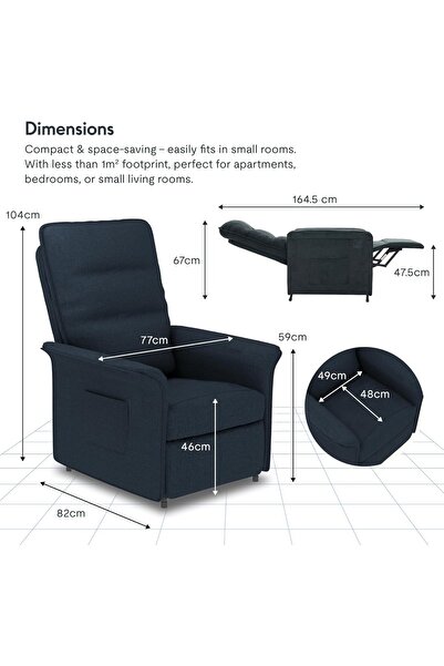 Mahmayi Flexispot Dark Grey ME-X1 Modern Recliner Single Seater Sofa