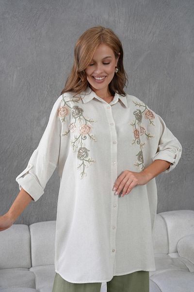 BURRASCA Embroidered Oversize Linen Shirt