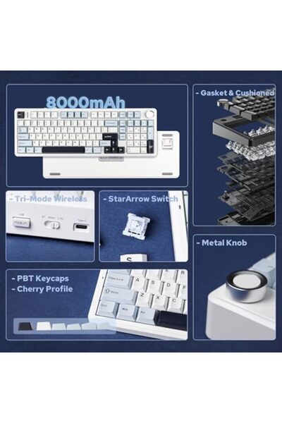 Epomaker لوحة مفاتيح الألعاب اللاسلكية X AULA F99 PRO، قابلة للتبديل السريع، 2.4 جيجاهرتز/Type-C/BT5.0 ميكانيكية مخصصة