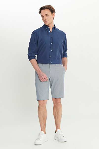 ALTINYILDIZ CLASSICS Slim Fit Slim Fit Seersucker Patterned Side Pocket Stretch Shorts