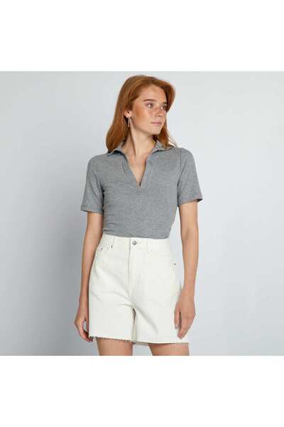 KIABI شورت جينز عالي الخصر باللون الأبيض