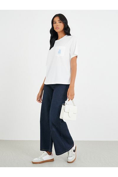 Styli Embroidered Round Neck T-Shirt