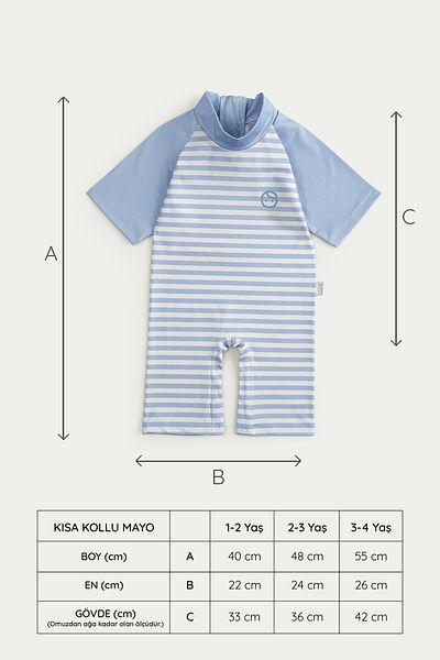 Little Gusto Shorts Jumpsuit Uv Protection Baby Swimsuit Blue Line