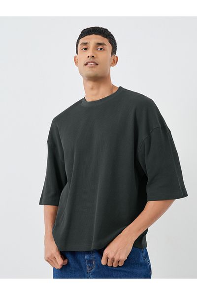 Styli Waffle Textured Crop Boxy T-Shirt