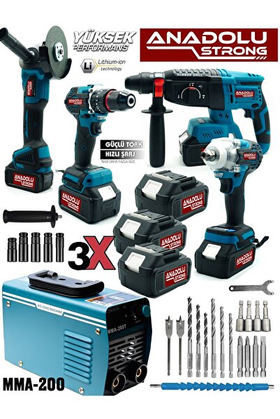 Anadolu Strong Tr-453 5'li Pro Set Kömürsüz Kırıcı Delici Matkap Vidalama Taşlama Bijon Sökme Kaynak