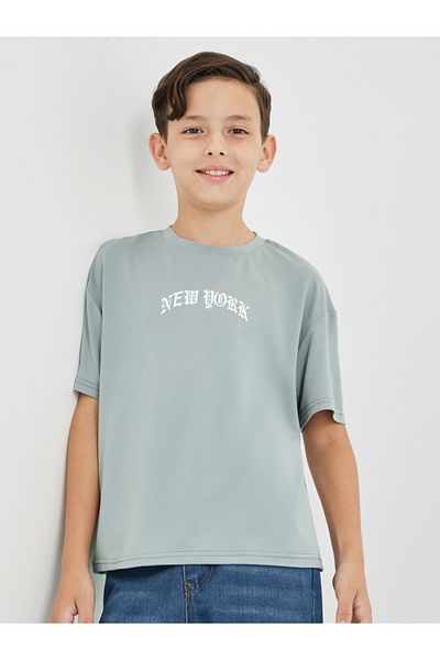 Styli Boys Grey Graphic Print Short Sleeve Oversized T-Shirt