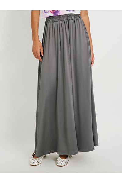 Styli Solid Pleated A-Line Maxi Skirt