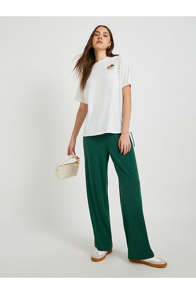 Styli Embroidered Round Neck Short Sleeve T-Shirt