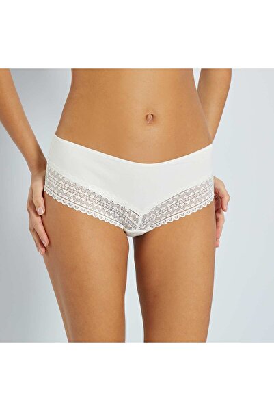 KIABI Pack of 3 cotton and lace boy shorts grey pink