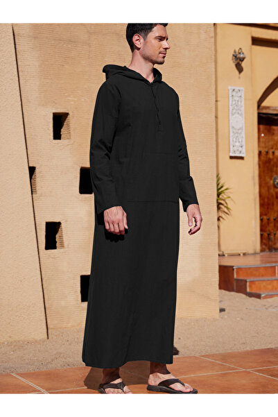 Take Two By Styli Solid Hooded Long Sleeve Buttoned Longline Robe