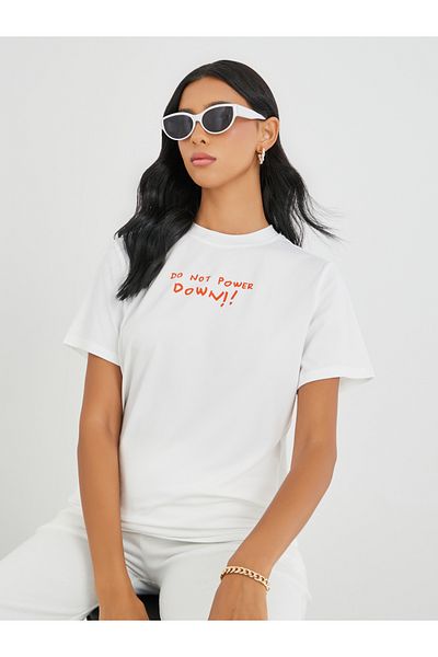 Styli Slogan Print Round Neck T-Shirt