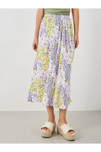 Styli All-Over Floral Print A-Line Midi Skirt