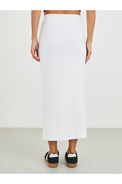 Styli Solid Knitted Terry Shift Midi Skirt