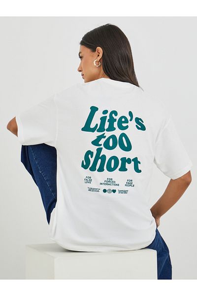 Styli Graphic Print Short Sleeve Oversized T-Shirt