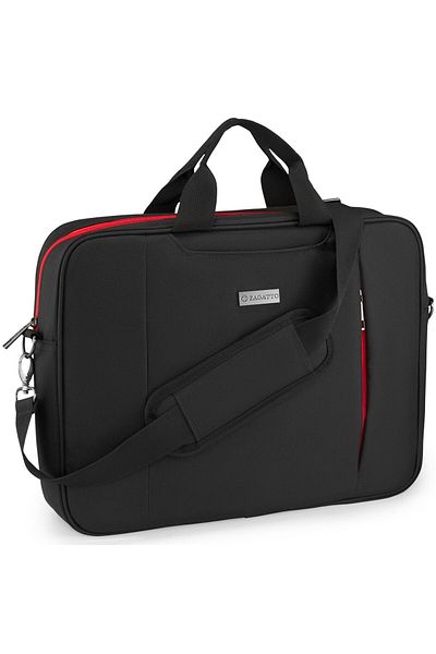 zagatto Laptop bag 15.6”, black with red, waterproof, shockproof, trolley strap, unisex, ZG936