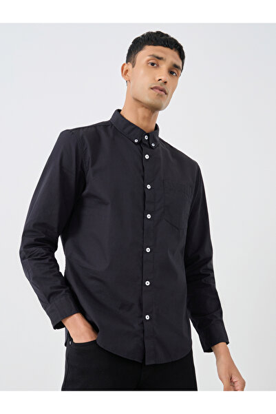 Styli قميص بوبلين سادة بأزرار وقصّة عادية