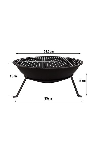 vivo Vatra de foc cu grill, 55 x 26 cm, negru, otel, WFB50