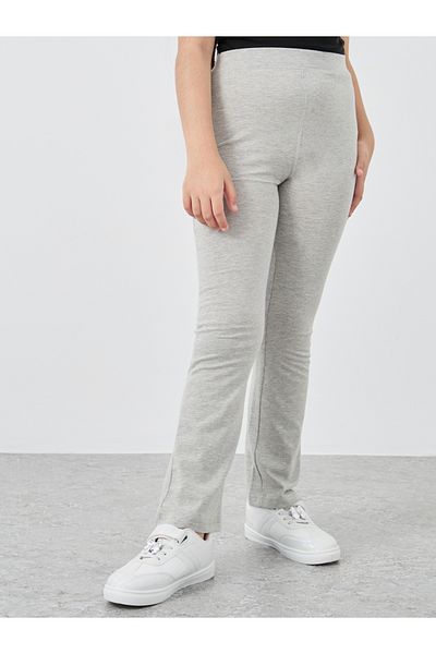 Styli Girls Grey Solid Elasticated Waistband Flared Leggings