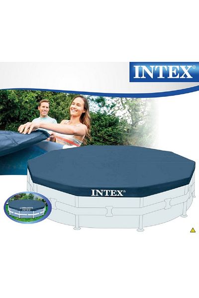 Intex Durable High-Quality PVC Drawstring Closure Round Pool Cover Blue