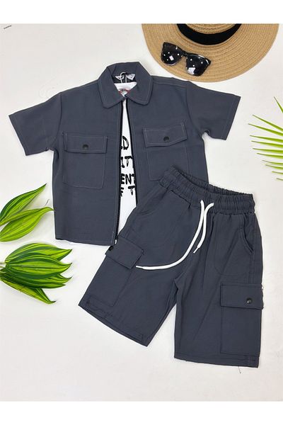 YEDİLALE Gabardine Triple Summer Men's Shorts Suit [3\10 Age Range]