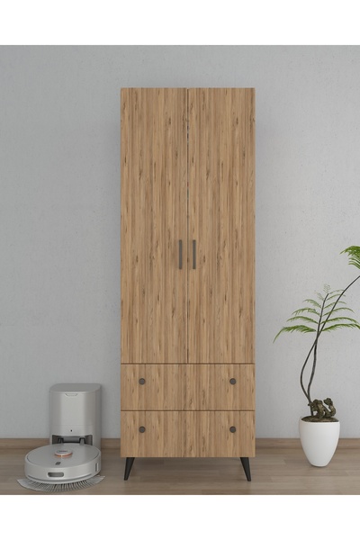 ESYAH Safir Meşe 2 Kapaklı 2 Çekmeceli Çok Amaçlı Dolap